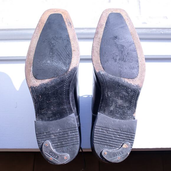 Hugo Boss Black Leather Dress Shoes Square Toe Size 9 - Picture 4 of 8